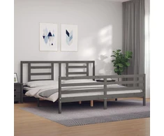 Lova Lovos rėmas su galvūgaliu, pilkas, 200x200cm, medienos masyvas