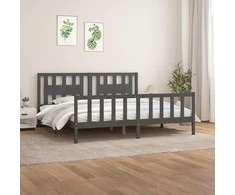 Lova Lovos rėmas su galvūgaliu, pilkas, 200x200cm, pušies masyvas
