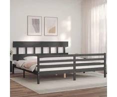 Lova Lovos rėmas su galvūgaliu, pilkas, 200x200cm, medienos masyvas
