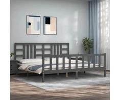 Lova Lovos rėmas su galvūgaliu, pilkas, 200x200cm, medienos masyvas