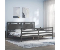 Lova Lovos rėmas su galvūgaliu, pilkas, 200x200cm, medienos masyvas