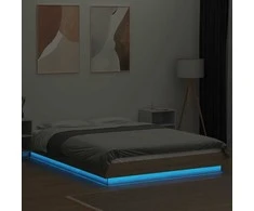 Lova Lovos rėmas su LED, ąžuolo, 135x190cm, apdirbta mediena