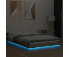 Lova Lovos rėmas su LED, ąžuolo, 140x190cm, apdirbta mediena