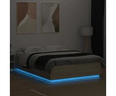 Lova Lovos rėmas su LED, ąžuolo, 160x200cm, apdirbta mediena