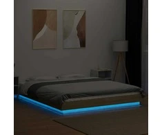 Lova Lovos rėmas su LED, ąžuolo, 160x200cm, apdirbta mediena