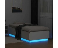 Lova Lovos rėmas su LED, baltas, 100x200cm, apdirbta mediena