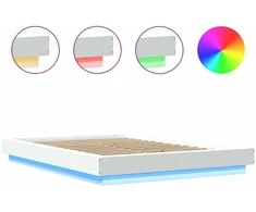 Lovos rėmas su LED, baltas, 120x200cm, apdirbta mediena