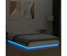 Lova Lovos rėmas su LED, baltas, 140x200cm, apdirbta mediena