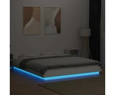 Lova Lovos rėmas su LED, baltas, 150x200cm, apdirbta mediena