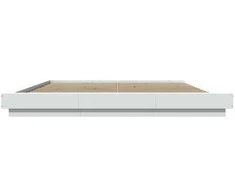 Lovos rėmas su LED, baltas, 200x200cm, apdirbta mediena