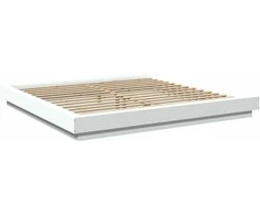 Lova Lovos rėmas su LED, baltas, 200x200cm, apdirbta mediena