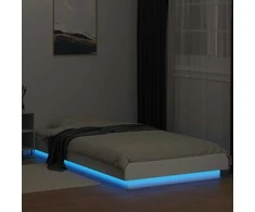 Lova Lovos rėmas su LED, baltas, 75x190cm, apdirbta mediena