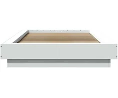 Lovos rėmas su LED, baltas, 90x190cm, apdirbta mediena