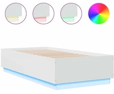 Lova Lovos rėmas su LED, baltas, 90x190cm, apdirbta mediena