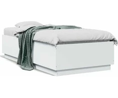 Lova Lovos rėmas su LED, baltas, 90x190cm, apdirbta mediena