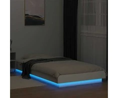 Lova Lovos rėmas su LED, baltas, 90x190cm, apdirbta mediena