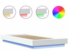 Lovos rėmas su LED, baltas, 90x200cm, apdirbta mediena