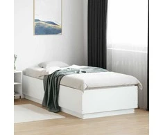 Lova Lovos rėmas su LED, baltas, 90x200cm, apdirbta mediena