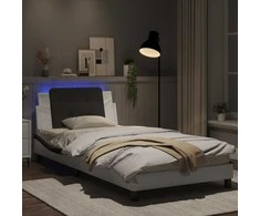 Lova Lovos rėmas su LED, baltas ir juodas, 100x200cm, dirbtinė oda