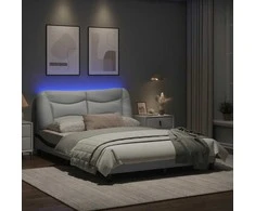 Lova Lovos rėmas su LED, baltas ir juodas, 120x200cm, dirbtinė oda
