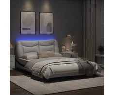 Lova Lovos rėmas su LED, baltas ir juodas, 140x200cm, dirbtinė oda