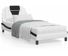 Lova Lovos rėmas su LED, baltas ir juodas, 80x200cm, dirbtinė oda