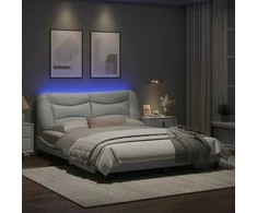 Lova Lovos rėmas su LED, baltos spalvos, 160x200cm, dirbtinė oda