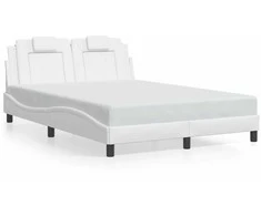 Lova Lovos rėmas su LED, baltos spalvos, 140x190cm, dirbtinė oda
