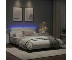 Lova Lovos rėmas su LED, baltos spalvos, 140x190cm, dirbtinė oda