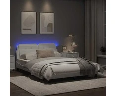 Lova Lovos rėmas su LED, baltos spalvos, 120x200cm, dirbtinė oda