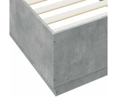 Lovos rėmas su LED, betono pilkas, 100x200cm, apdirbta mediena