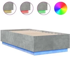 Lova Lovos rėmas su LED, betono pilkas, 75x190cm, apdirbta mediena