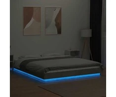 Lova Lovos rėmas su LED, betono pilkas, 150x200cm, apdirbta mediena