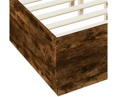 Lova Lovos rėmas su LED, dūminio ąžuolo, 140x190cm, apdirbta mediena