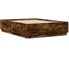 Lova Lovos rėmas su LED, dūminio ąžuolo, 135x190cm, apdirbta mediena