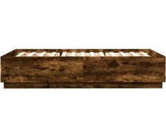 Lova Lovos rėmas su LED, dūminio ąžuolo, 150x200cm, apdirbta mediena