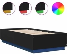 Lova Lovos rėmas su LED, juodas, 100x200cm, apdirbta mediena