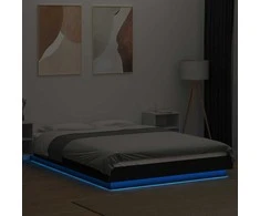 Lova Lovos rėmas su LED, juodas, 120x190cm, apdirbta mediena