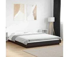 Lova Lovos rėmas su LED, juodas, 160x200cm, apdirbta mediena