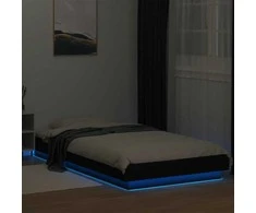 Lova Lovos rėmas su LED, juodas, 90x190cm, apdirbta mediena