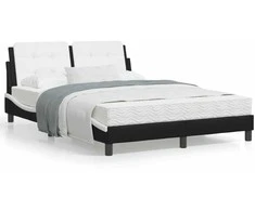 Lova Lovos rėmas su LED, juodas ir baltas, 140x190cm, dirbtinė oda