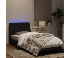 Lova Lovos rėmas su LED, juodos spalvos, 90x190cm, aksomas
