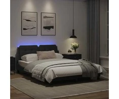 Lova Lovos rėmas su LED, juodos spalvos, 140x200cm, dirbtinė oda