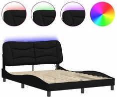 Lova Lovos rėmas su LED, juodos spalvos, 140x190cm, audinys