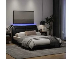 Lova Lovos rėmas su LED, juodos spalvos, 140x200cm, audinys
