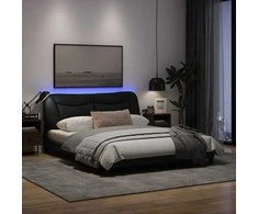 Lova Lovos rėmas su LED, juodos spalvos, 160x200cm, audinys