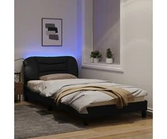 Lova Lovos rėmas su LED, juodos spalvos, 100x200cm, audinys