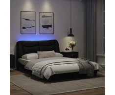 Lova Lovos rėmas su LED, juodos spalvos, 120x200cm, dirbtinė oda