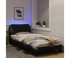Lova Lovos rėmas su LED, juodos spalvos, 90x190cm, audinys