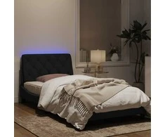 Lova Lovos rėmas su LED, juodos spalvos, 100x200cm, aksomas